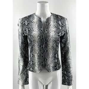 Cache Black and White Snake Print Blazer